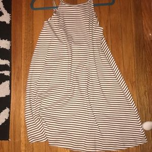RVCA cute striped dress brown and white